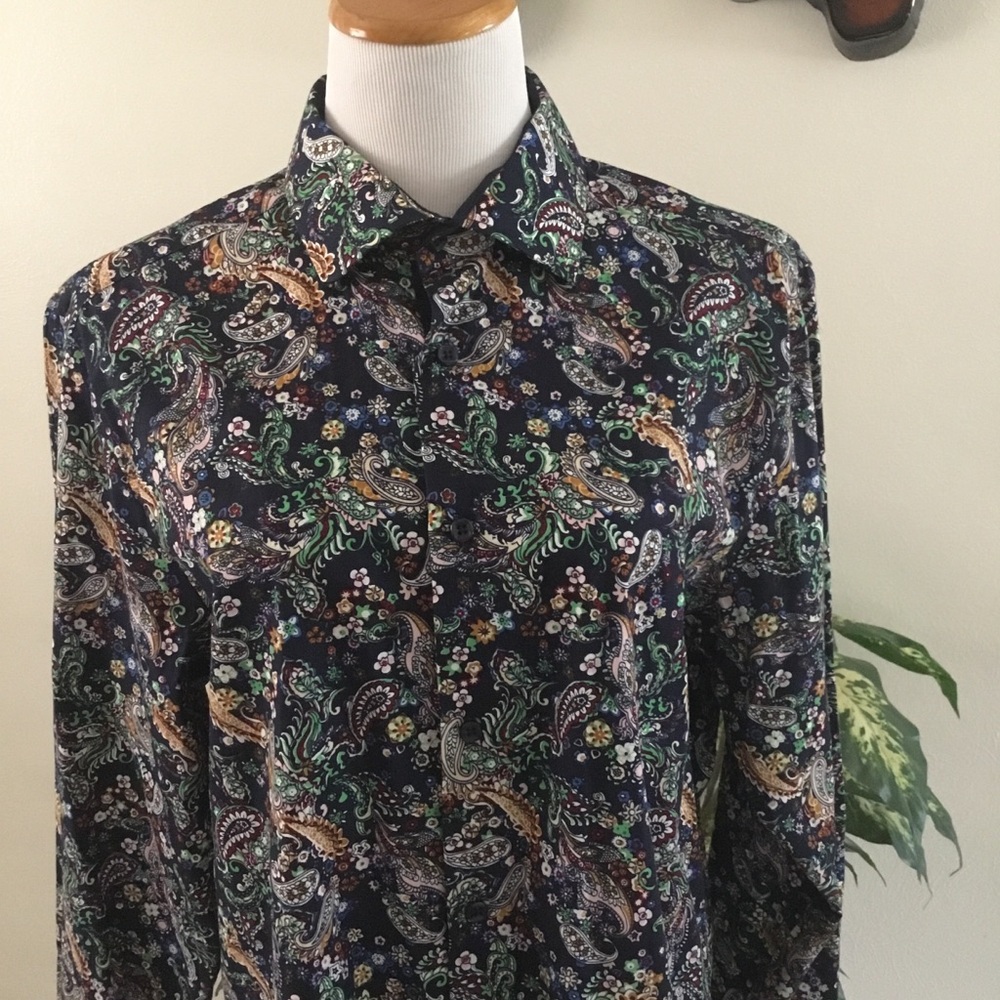 HOST PICK-BERTO ROMANI LONDON MENS BUTTON DOWN LONG SLEEVE DRESS SHIRT/SIZE XL